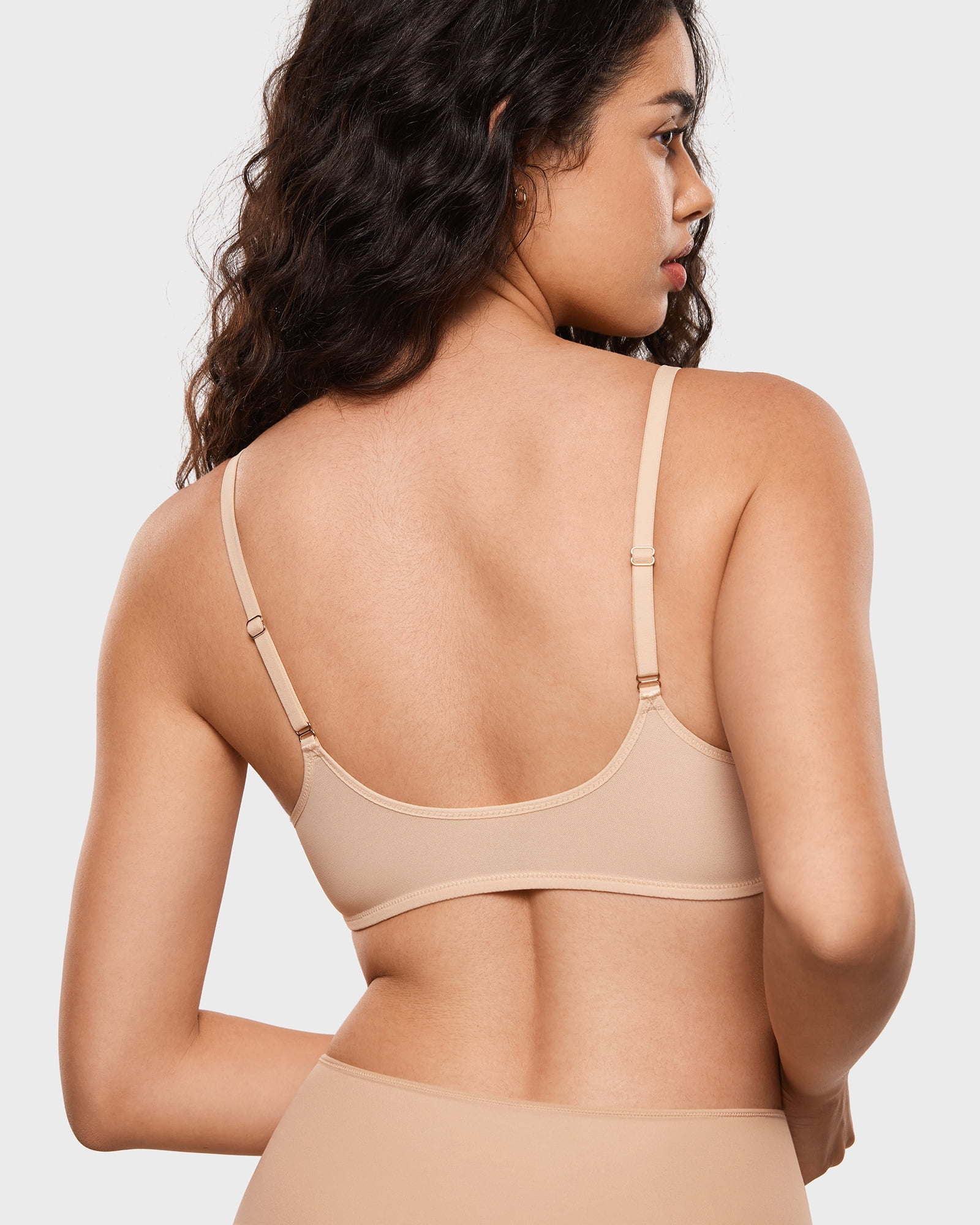 Women's Cosnufy Sheer Front Closure Bra Demi Sexy Seamless Unlined Mesh Underwire Bra
