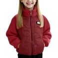 thumbnail image 5 of BRGZLK Girls Winter Coats Zipper Thickened Hoodless Light Thin Casual Sports Warm Fashion Long Sleeved Padded Coat for Girls Boys Red 11-12 Years, 5 of 5
