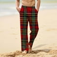 thumbnail image 2 of RongHuan Big and Tall Plaid Pajama Pants for Men Casual Style Printing Pj Pants Trendy Elastic Waist Athletic Pants Color Block Sleep Pants with Pocket, 2 of 6