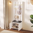 thumbnail image 1 of MODERNLUXE 68.7" Tall Hall Tree with Bench and Shoe Storage, Entryway Coat Rack with 8 Hooks and Storage Cushioned Stool for Hallway, Living Room,White, 1 of 9