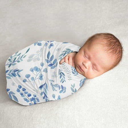 UPC: 0846480088561 | Botanical Blue Baby Swaddle Receiving Blanket by Sweet JoJo Designs