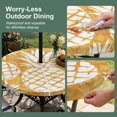 thumbnail image 5 of Round Outdoor Tablecloth with Umbrella Hole and Zipper, Orange Pineapple Tablecloth with Elastic Waterproof, Tropical Summer Botanical Fruits Patio Table Covers for 36" - 44" Picnic Pool Tables, 5 of 9
