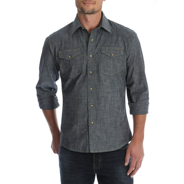 black wrangler denim shirt