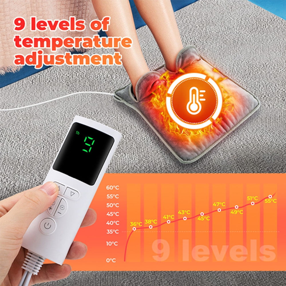 Double Sided Electric Heated Foot Warmers, Heating Pad Feet Warmer with Auto Shut Off & Machine Washable, 16" x 16"