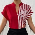 thumbnail image 3 of Camisa de color rojo con mangas cortas y detalle de botones, talla L Blusa holgada con estampado floral para mujer, 3 of 7