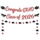 thumbnail image 1 of Yanonmyfd Black and Red Congrats Grad Banner,Class of 2026 Banner and Graduation Caps Garland,Glitter Red Graduation Decorations Banner,Pre-Strung Graduation Banner for Graduation Decorations 2026, 1 of 18