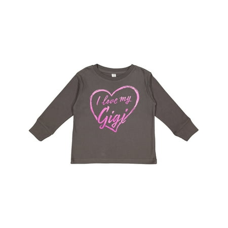 

Inktastic I Love My Gigi in Pink Chalk Heart Gift Toddler Boy or Toddler Girl Long Sleeve T-Shirt