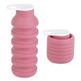 thumbnail image 1 of Botella Plegable Rosa 600ml de Silicona, Portátil y Ligera 151g, con Mosquetón, para Viaje y Uso Diario, Libre de BPA, 1 of 7