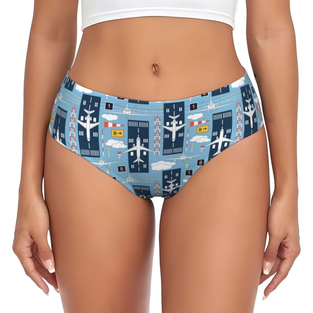 Fotbe Airplanes and Aviation Signs Calzones Estampados para Mujer – Ropa Interior de Algodón, Cómoda, Suave y Elástica-XX-Large