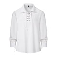 thumbnail image 4 of LZHGirlshop Men's Classic Shirts Lace Up Cotton Shirt Vintage Costume Long Sleeve Tops for Medieval Viking Hippie Tops,White,S, 4 of 6