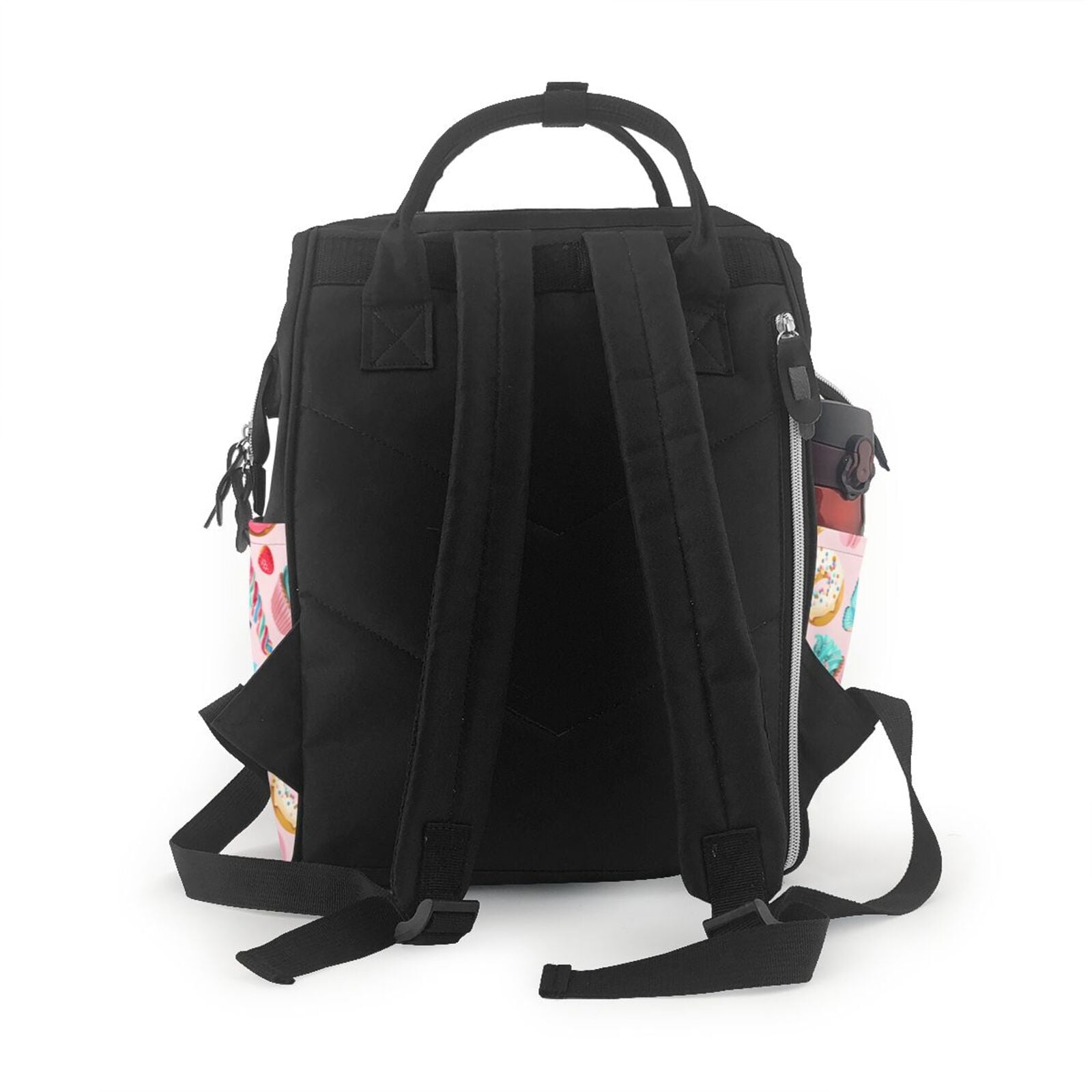 Fuzoiu Cupcakes and Donuts Print Diaper Bag Backpack,Baby Essentials Travel Tote,Multi function Waterproof Diaper Bag, Travel Essentials Baby Bag - Unisex