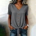 thumbnail image 6 of Tqyyweavej Women Cotton Linen Button Down Tops Tie Front Short Sleeve Shirts Casual V Neck Summer Tops for Women Size S to 2XL, 6 of 9