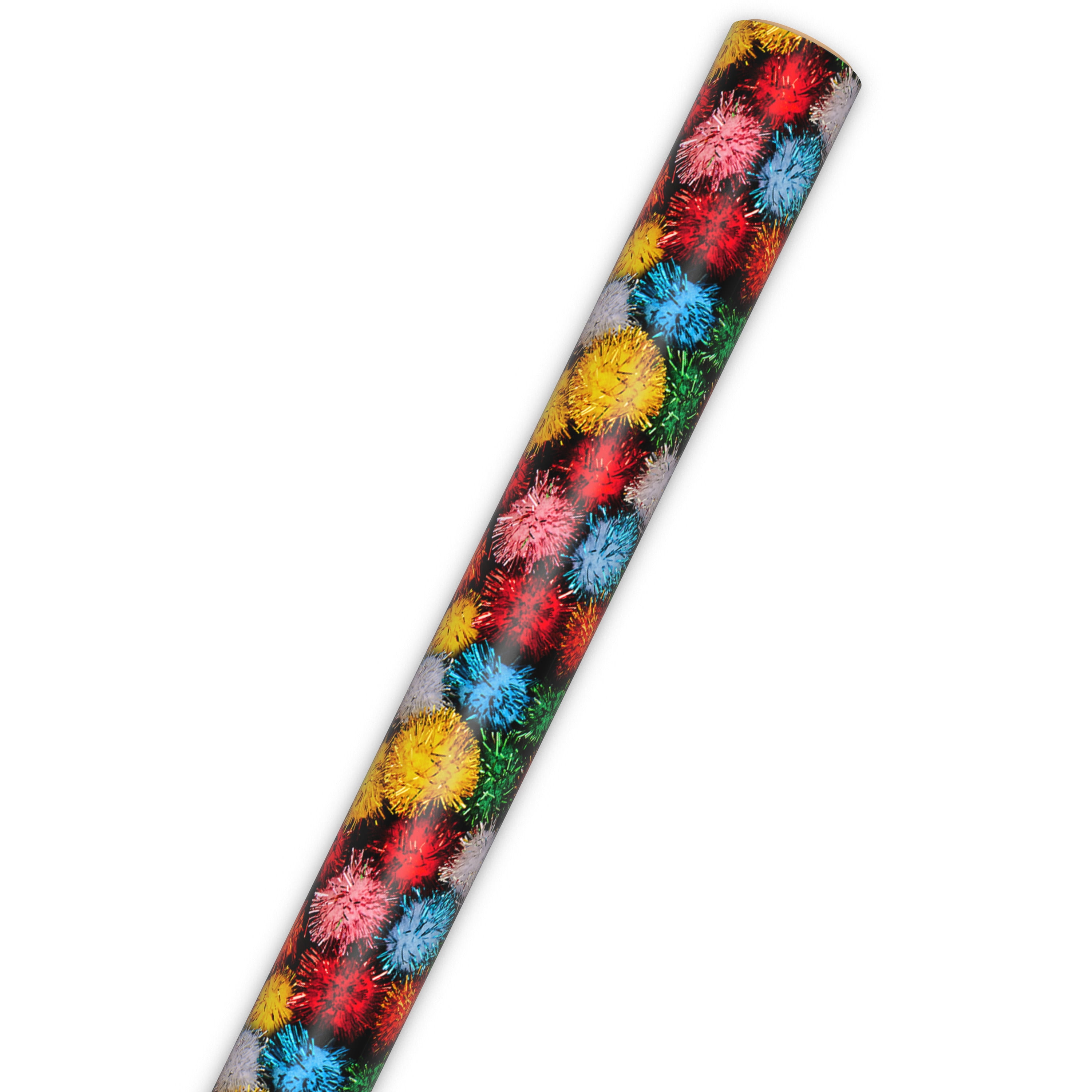 Hallmark Wrapping Paper Roll (Colorful Pom-Poms) 20 sq. ft.