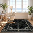 thumbnail image 3 of Design&I 3'x5' Washable Throw Rug Damask With Symmetrical Insect And Lace Border Gothic Victorian Refined for Entryway, Kitchen, Ultra-Thin & Non-Slip Skid-Resistant Small, 3 of 7