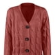 thumbnail image 4 of Chaquetas y abrigos casuales con capucha sin mangas para mujer, cárdigans de punto de color liso, suéteres holgados de manga larga con bolsillos y botones, abrigo, blusa de poliéster para mujer, 4 of 4