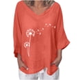 thumbnail image 2 of YUNAFFT Womens Tops Casual Loose Fashion Fashion Women's Summer V-Neck Short Sleeve Print Casual T-shirt Blouse On Sale, 2 of 4