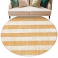 thumbnail image 2 of Round Area Rug 8ft,Vintage Classic Stripes Washable Carpet Non-Slip Runner Accent Rugs Indoor Floor Mat for Bedroom Living Room Decor,Retro Orange Beige, 2 of 9