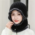 thumbnail image 4 of Winter Hats for Women, Warm Hooded Scarf Hat for Women Balaclava Knit Skull Cap Beanie Hat with Drawstring, 4 of 8