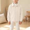 thumbnail image 2 of OJSFQUFP Boys' Long Sleeved Shirt Jacket Spring and Fall Clothing Baby Corduroy Lapel Top, 2 of 7