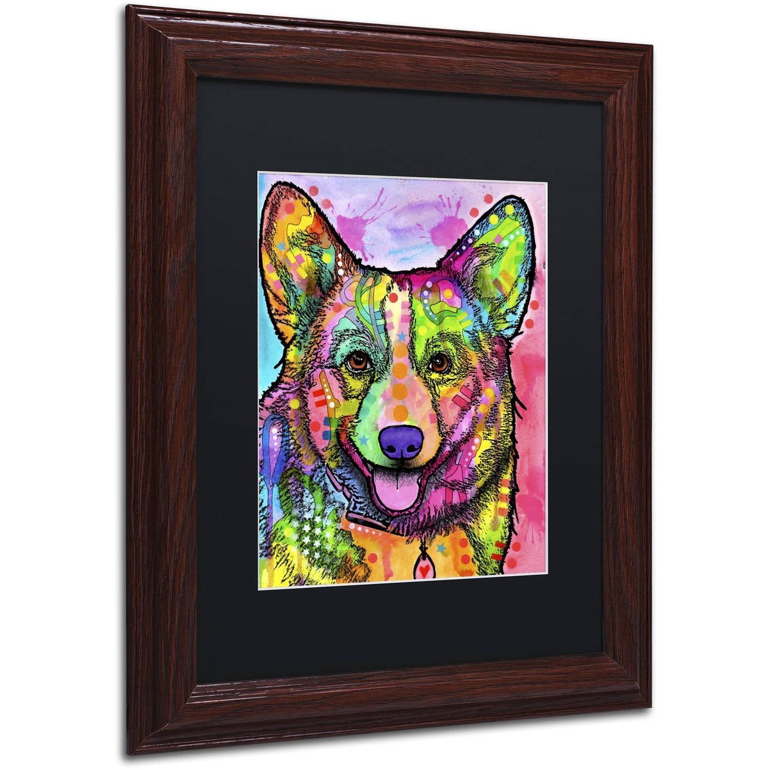 Trademark Fine Art 'Corgi II' Canvas Art by Dean Russo, Black Matte, Wood Frame
