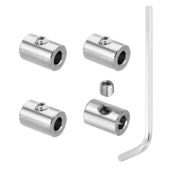 Uxcell 6mm Hole Wire Rope Clips Set, 4 Pcs 304 Stainless Steel Single Holes Lock Cable Clamps Clip with Hexagon Screws Spanner for Wire Rope Fitting, Silver