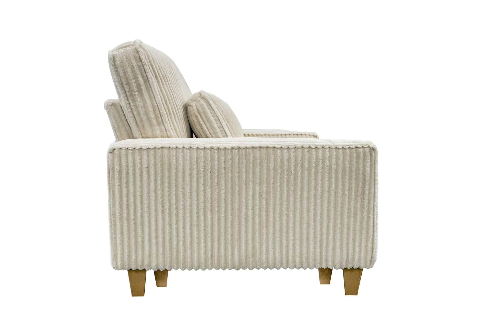 Aukfa 3 Piece Sofa Set - 71" Deep Seat Couch Loveseat Couch w/ Cup Holders&Pillows, Solid Wood Legs, Beige