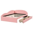 thumbnail image 6 of Bellemave Full Szie Upholstered Daybed with Storage Drawers, PU Leather Daybed Frame with Cloud Shaped Guardrail, Modern Storage Sofa Bed for Bedroom, Living Room (Pink), 6 of 9
