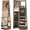 Rustic Brown, variant on CONCETTA 6 LED Jewelry Cabinet with Frameless Full-Length Mirror, 360° Swivel Lockable Organizer Standing Armoire, 3 Storage Shelves, Brown