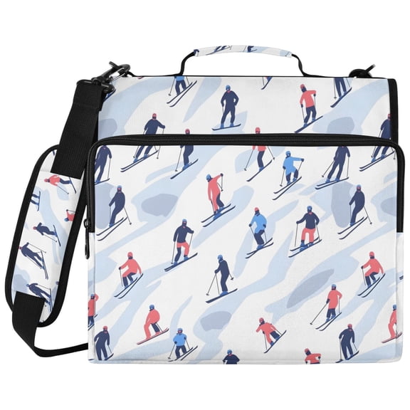 ALAZA Zipper Binder Skater Winter Pattern 2 inch 3 Ring 500 Sheet Capacity Trapper Keeper File Folder Organizer Bag