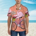 thumbnail image 2 of Pofeuu Flamingo Riding a Bicycle Print Hawaiian Shirt for Men Sleeves Casual Button Down Summer Beach Dress Shirts T-Shirts,Small, 2 of 7