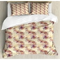 thumbnail image 1 of Magnolia King Size Duvet Cover Set, Illustration of Magnolia Flowers Sketch Lines Nature Pattern, Decorative 3 Piece Bedding Set with 2 Pillow Shams, Pale Orange Coral and Beige, by Ambesonne, 1 of 3