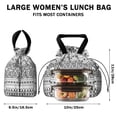 thumbnail image 5 of Boho Bohemia Geometric Line Art Drawstring Lunch Bag Women - Drawstring Lunch Bag Insulated for Work Office - Stain-Resistant Large Lunchbags for Women with Multi-Pockets, 5 of 6