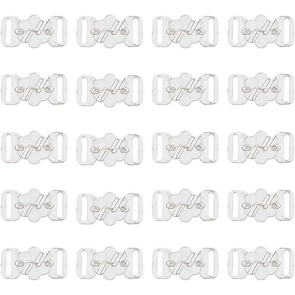60 Sets Plastic Bikini Bra Clips Hooks Flower Shaped Bra Slide Buckles Clear Swimsuit Bra Hooks Bikini Halter Adjustment Slides for DIY Swimsuit Tops and Lingerie 2.1x1.4cm