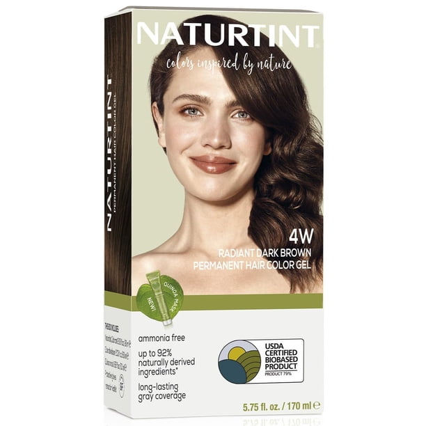 Color de cabello permanente Naturtint 4W Radiant Dark Brown (paquete de 1) Sin amoníaco Vegano Sin crueldad hasta de de canas Resultados duraderos (el empaque puede variar)