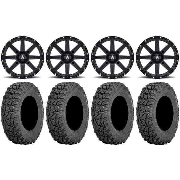 MSA Black Clutch 14" Wheels 28" Coyote Tires Yamaha Viking Wolverine YXZ1000R CFMoto ZForce 950 UForce 1000
