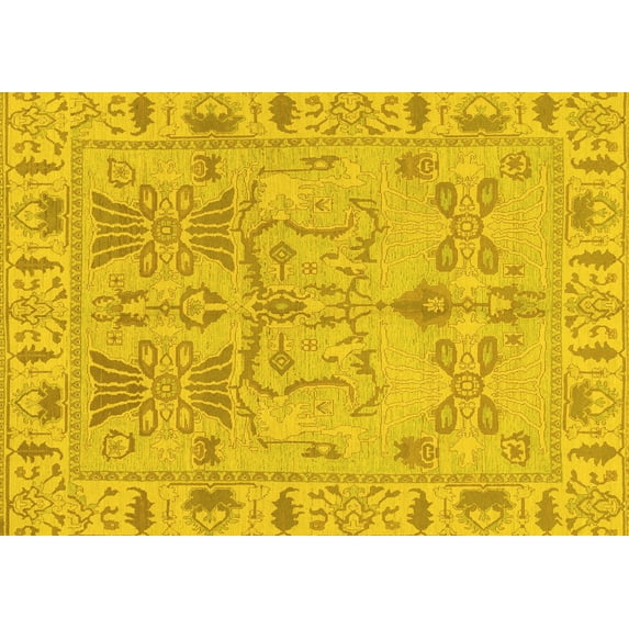 Ahgly Company Indoor Rectangle Oriental Yellow Traditional Area Rugs, 6' x 9'
