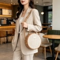 thumbnail image 6 of NWOKYZGH Round Rattan Bag for Women, Wicker Woven Purse, Circle Brown Straw Boho Bags, 6 of 9