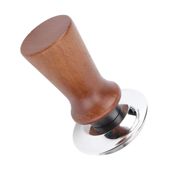 Spring Loaded Tamper Stainless Steel Base, Wood Handle Coffee Ground Tamper for Cafe Home, Constant Force Pressing, Ergonomically Designed