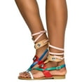 thumbnail image 4 of Cape Robbin Emily-63 Colorful Strappy Colorblock Hardware Gladiator Flats Sandal, 4 of 4