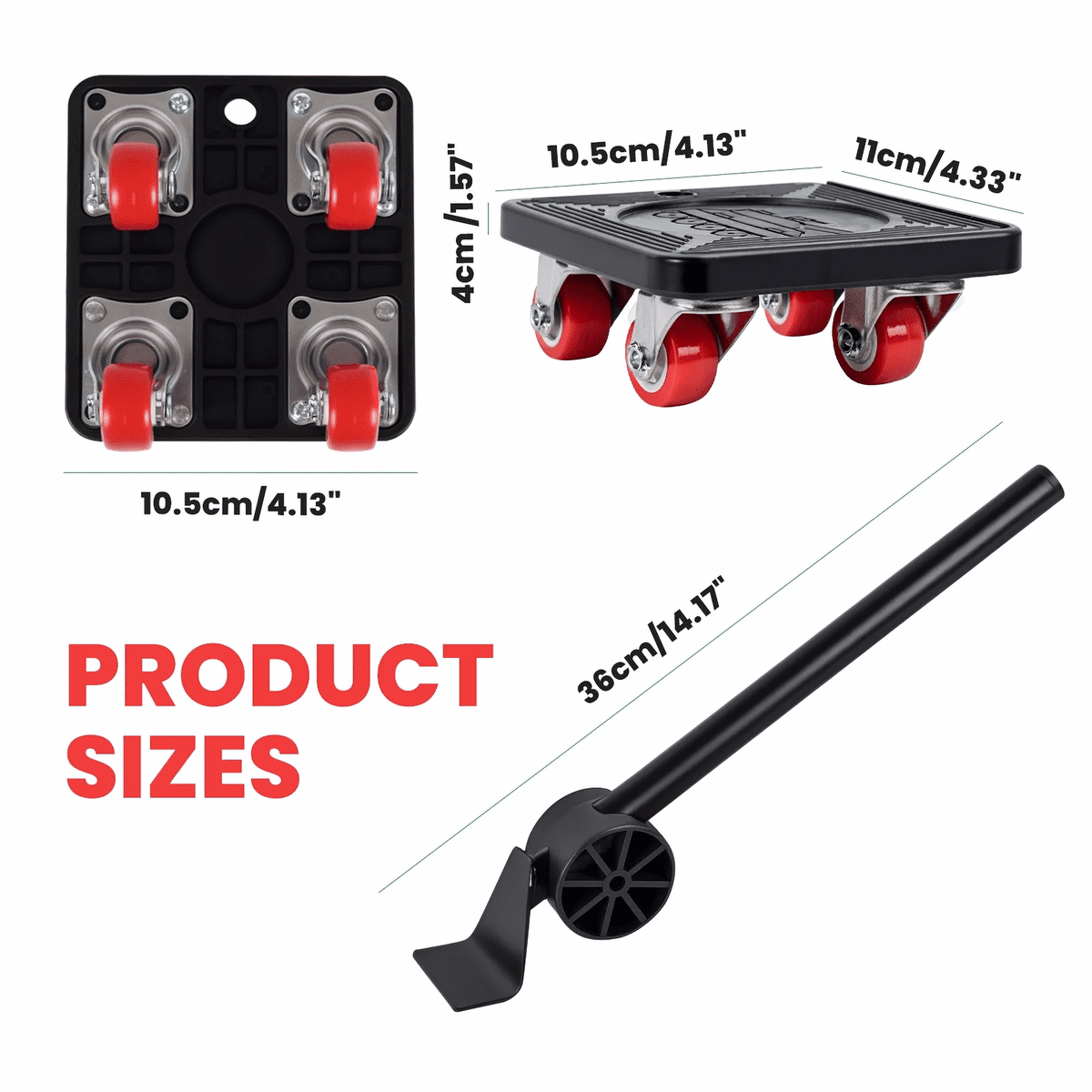 ZHIJYBO Furniture Dolly, Heavy Duty Furniture Lifter & Furniture Movers Hand Tools Set,  Alloy Heavy Duty Furniture Movers, 360°Small Flat Dolly Furniture Movers With Wheels, 880 Lbs Capacity, Black