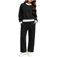 thumbnail image 3 of ZBSOKO Girls 2 Piece Sweatsuit Set Fleece Crew Neck Sweatshirt and Straight Leg Pants Fall Winter Jogger Set Casual Tracksuits Sizes 5-14 Years, 3 of 7