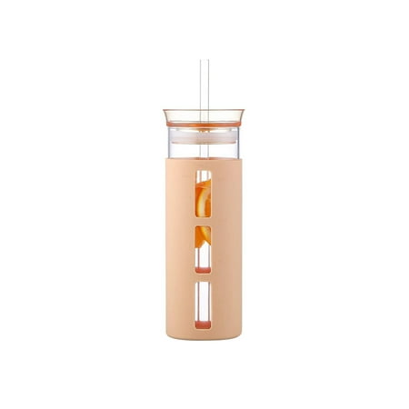 

Drinking Glass Jar 500ml Bottle Tumbler With Lid And Straw Travel Mug Silicone Protective Sleeve