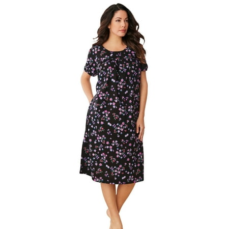 

Only Necessities Women s Plus Size Short Print Shirred Dress or Nightgown Dress Or Nightgown