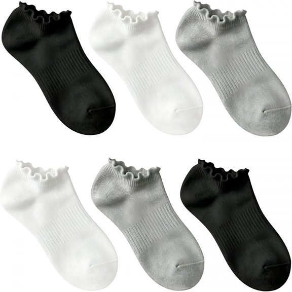 TELOLY 6 Pairs No Show Socks for Women Ruffle Socks Low Cut Socks Cute Ankle Frilly Short Cotton Socks
