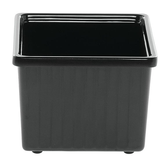 HUBERT® Garnish Bowl Square Black Melamine- 6" L x 6" W x 4 3/4" H