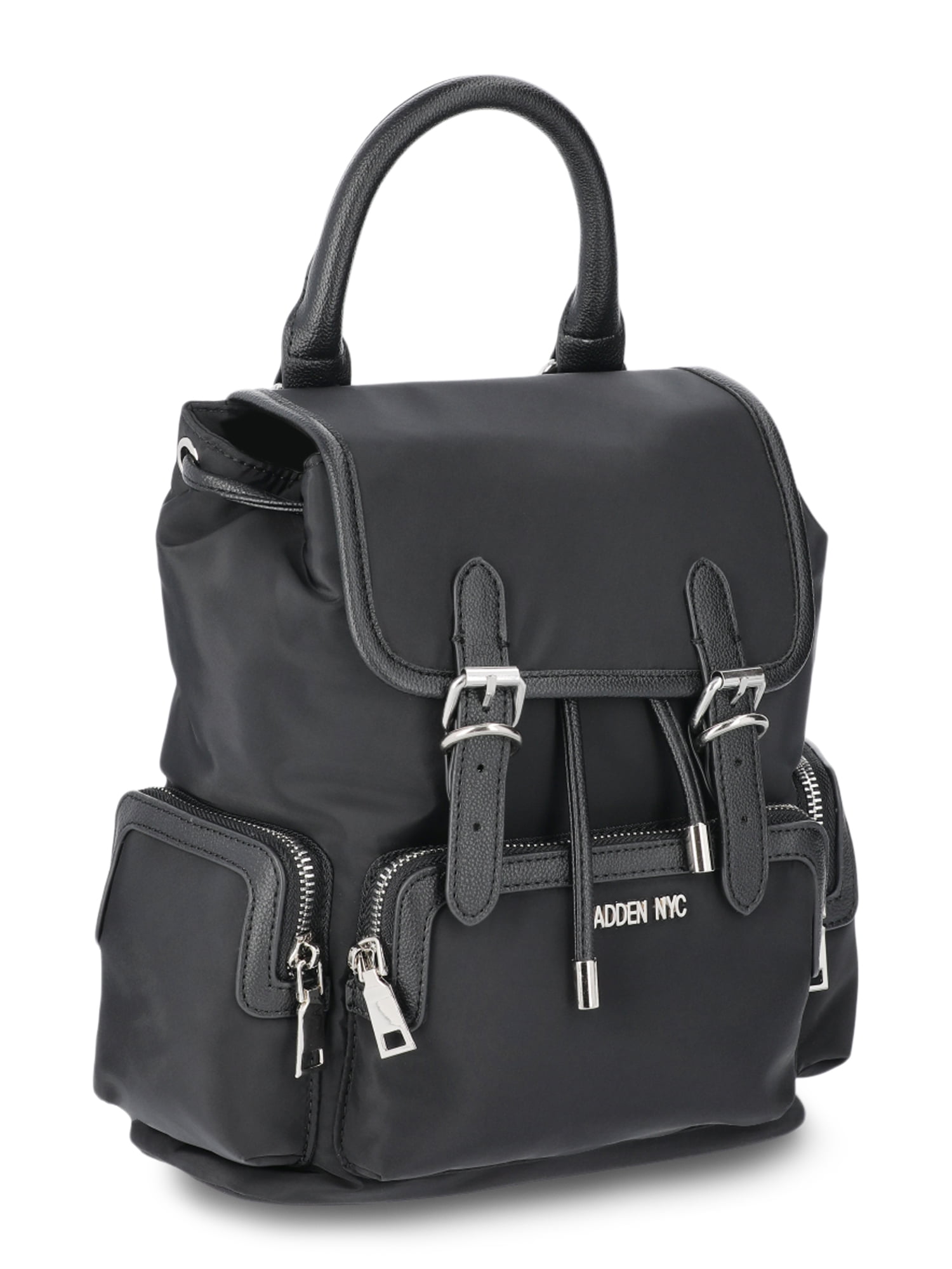 Madden NYC Women's Buckle Flap Backpack Black