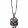 thumbnail image 3 of Stainless Steel Antiqued & Textured Skull 24In Necklace Made In China -Jewelry By Sweet Pea, 3 of 8