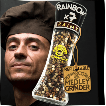 Yupanqui Gourmet Peppercorn Medley Grinder 3.5oz, RAIMY Vegan Flavor Rainbow Peppercorns Organic