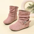 thumbnail image 2 of dmqupv Girls Cowgirl Boots Little Girls Combat Boots Waterproof Boots Lace Up Side Zipper Ankle Booties Red,Size for US 1, 2 of 9