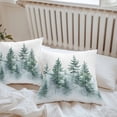 thumbnail image 7 of Waterproof Throw Pillow Covers Set of 2, 24x24 Inch Forest Green Ombre Decorative Pillowcases Outdoor Pillow Slip Cushion Covers Set for Couch Tent Watercolor Sage Green Trees, 7 of 7